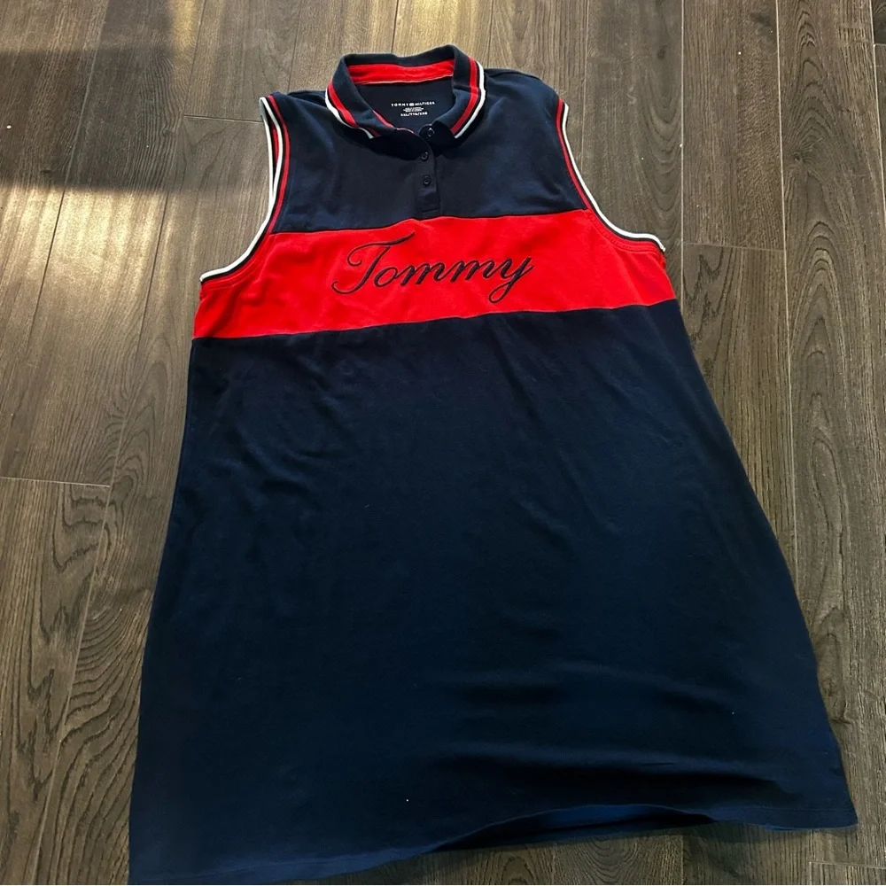 Tommy Hilfiger Dark Blue Polo with Red and White Collar - Picture 3 of 9
